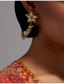 RITIKA SACHDEVA Gold Plated Pearl Flower Drop Kaan Chain and Earrings Set
